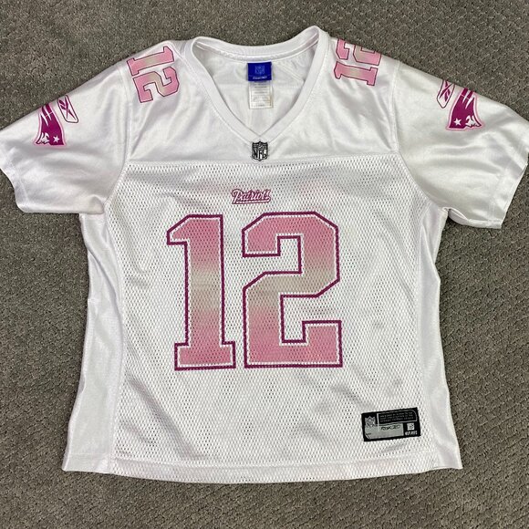 Women's Tom Brady New England Patriots Football Jersey Large White Pink NFL - Picture 2 of 8